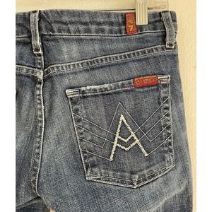Vintage 7 Seven For all Mankind Womens A-Pocket Jeans Sz 27x30 Bootcut Slim Y2K